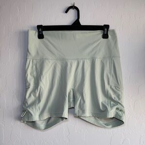 Gymshark Legacy Ruched Tight Shorts XL Sage Green Lifting Club High Waist Biker